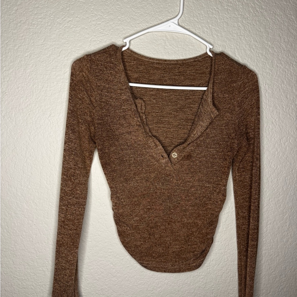 Brown Long Sleeve Women's Top
